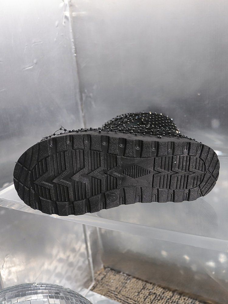 Nieuwe oversized sneeuwlaarzen met dikke zool en strass voor dames in de herfst/winter van 2025, modieuze en veelzijdige casual korte laarzen_voghion.com