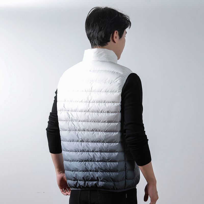 Men's 90 Fleece Men's Standing Collar Vest, White Duck Down Lightweight Down Jacket, Gradient Color Jacket_voghion.com
