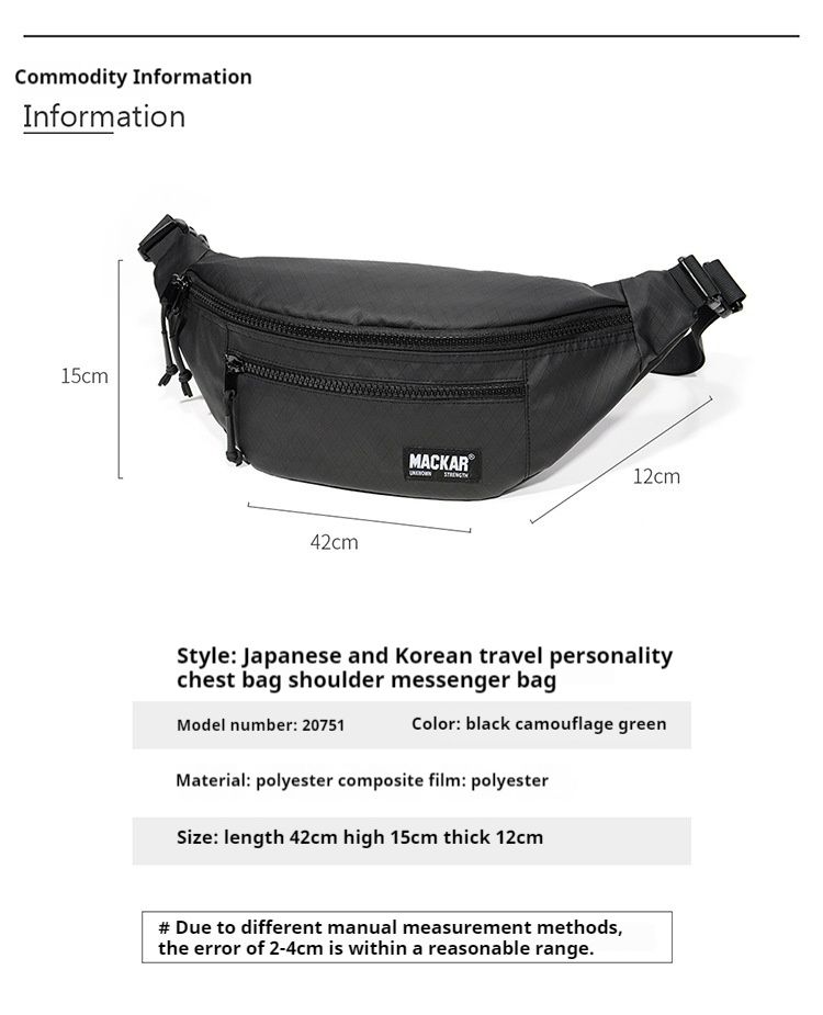 Fashionable new sports waist bag, single shoulder crossbody waterproof outdoor travel multifunctional bag_voghion.com