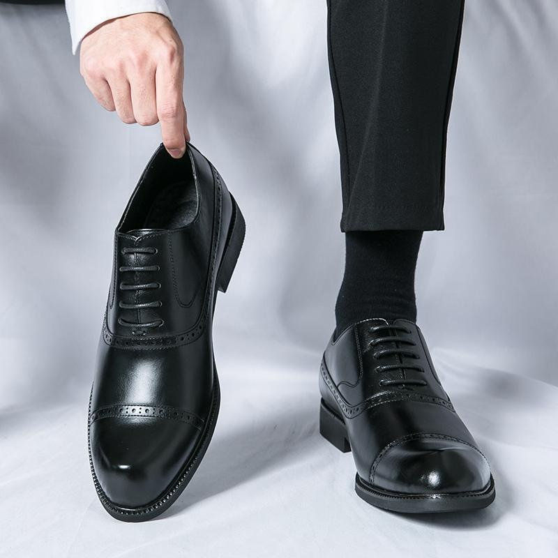 Zapatos Lefu de cuero informales de estilo británico de 2024 con suela blanda y estilo de un solo paso para hombre_voghion.com