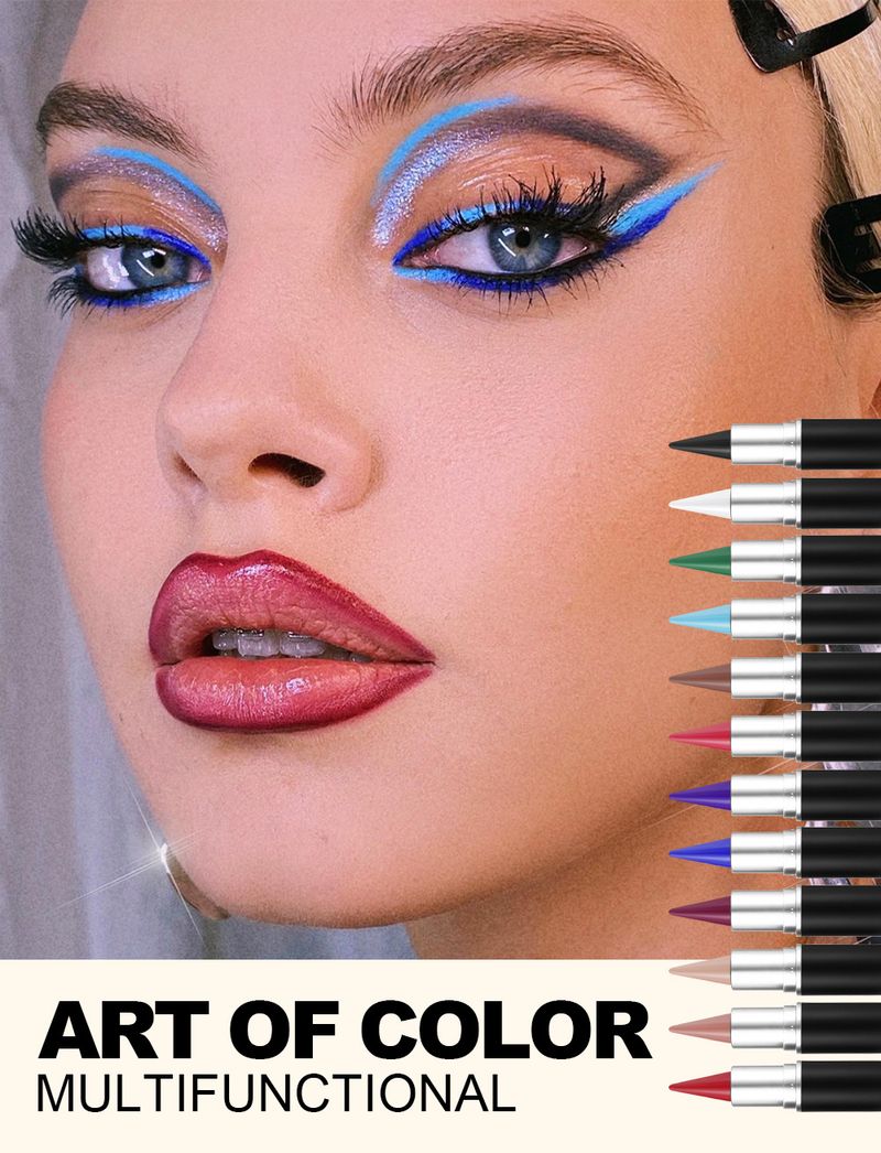 12-Color Matte Eyeliner & Eyeshadow Palette Set - White Solid Eyeliner, Black Lazy Makeup Eyeliner, All-in-One Colorful Eyeshadow Cream Kit_voghion.com