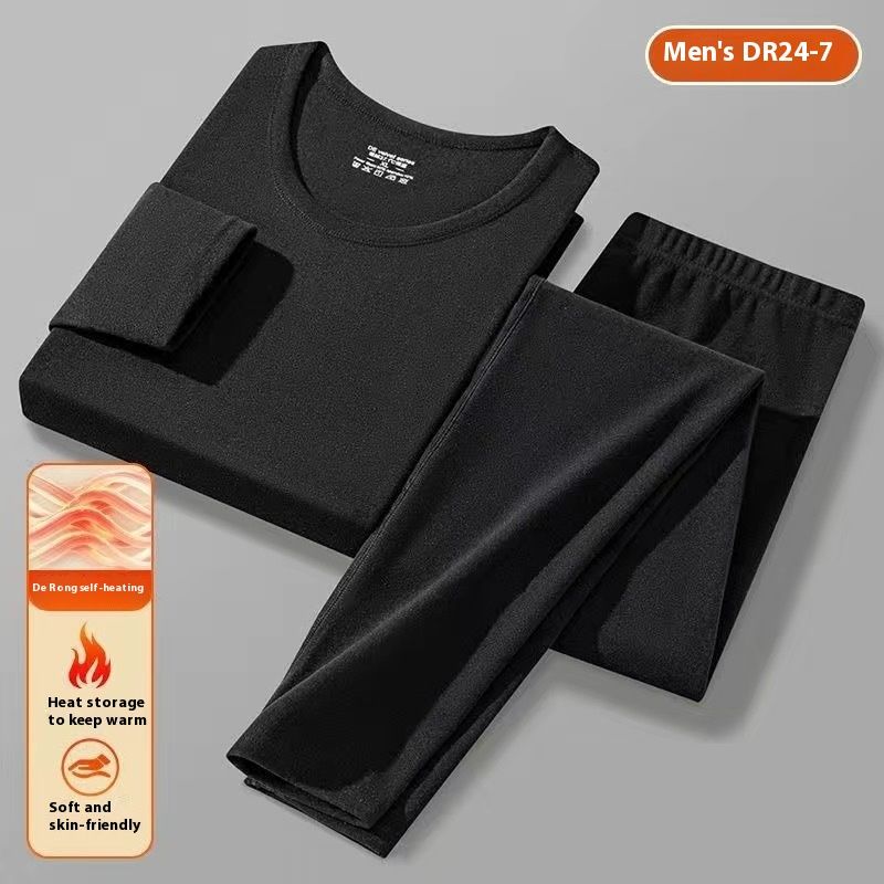 Double sided German self heating thermal underwear, clothes, autumn pants set, round neck men's anti cold and velvet_voghion.com