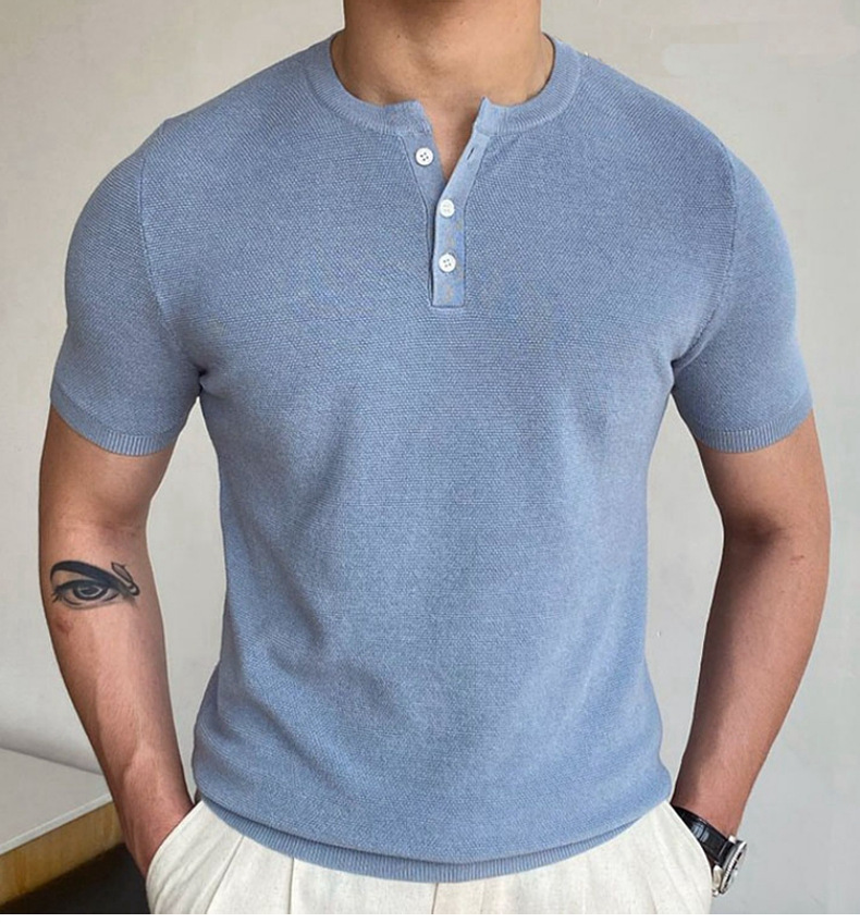 Maglieria estiva da uomo più venduta in Europa e America, maglietta di lana a maniche corte con scollo rotondo per abbigliamento maschile_voghion.com