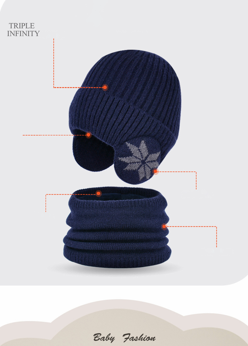 Modische Wintermützen für Kinder, mit Flausch gefüttert, winddicht, warm, Mützen, Outdoor-Nackenschutz, Schal, dicke Strickmützen_voghion.com