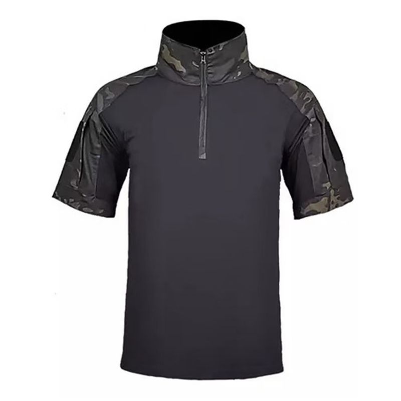 Men's Clothing Patchwork Short Sleeve Shirt Casual T-Shirt With Collar Breathable Cotton Blend Loose Fit Military Style Fashion For Outdoor Daily_voghion.com