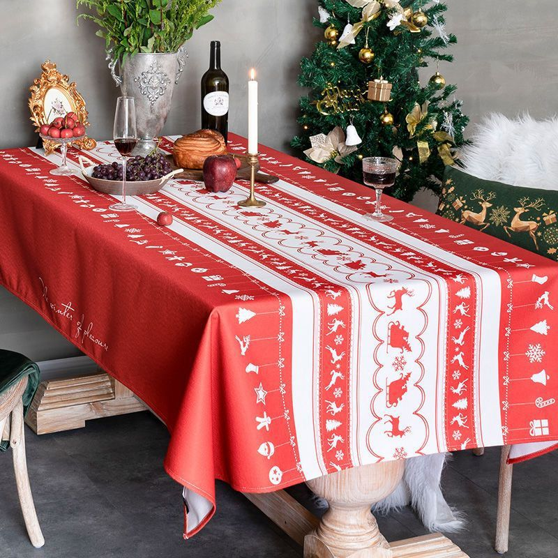 Kersttafelkleed waterdicht, anti-verbranding, anti-olie en geen wastafelkleed, tafelmat, salontafelmat, tafelkleed, studeertafel_voghion.com