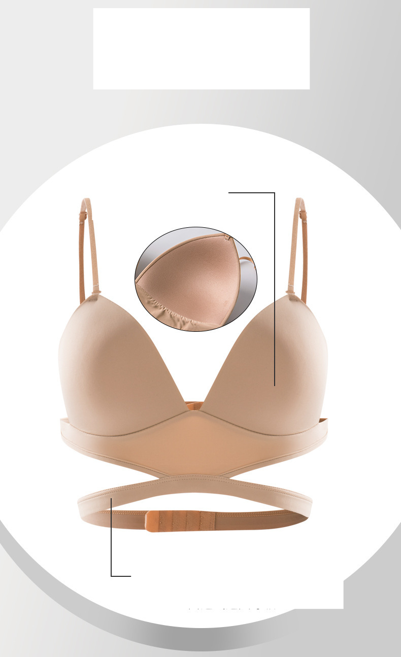 Damenbekleidung Französisch sexy Dreieck-Cup-Unterwäsche ohne Stahlring große Brust zeigt kleine dünne Cup-BH-BH hohl schönen Rücken BH-Set_voghion.com