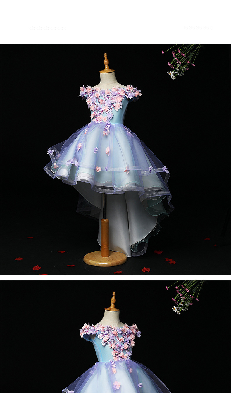 Flower Girl dress Princess dress line shoulder Flower Girl piano dress Girl host children dress_voghion.com