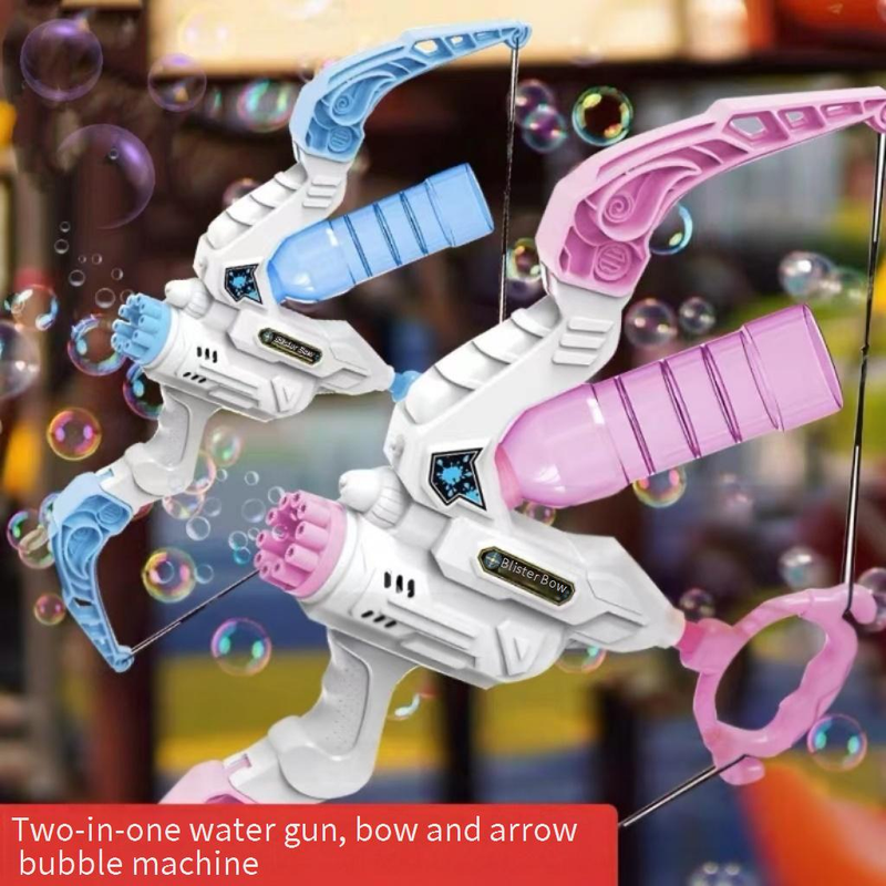 Pistola ad acqua e macchina per bolle 2 in 1 - Pistola ad acqua e macchina per bolle in stile Gatling per bambini, giochi all'aperto, 800+ BPM con luci LED_voghion.com