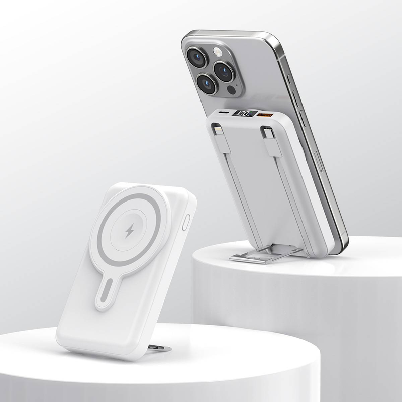 New Power Bank With Lightweight Metal Phone Holder And 10000mAh Large Capacity Wireless Power Bank With Cable_voghion.com