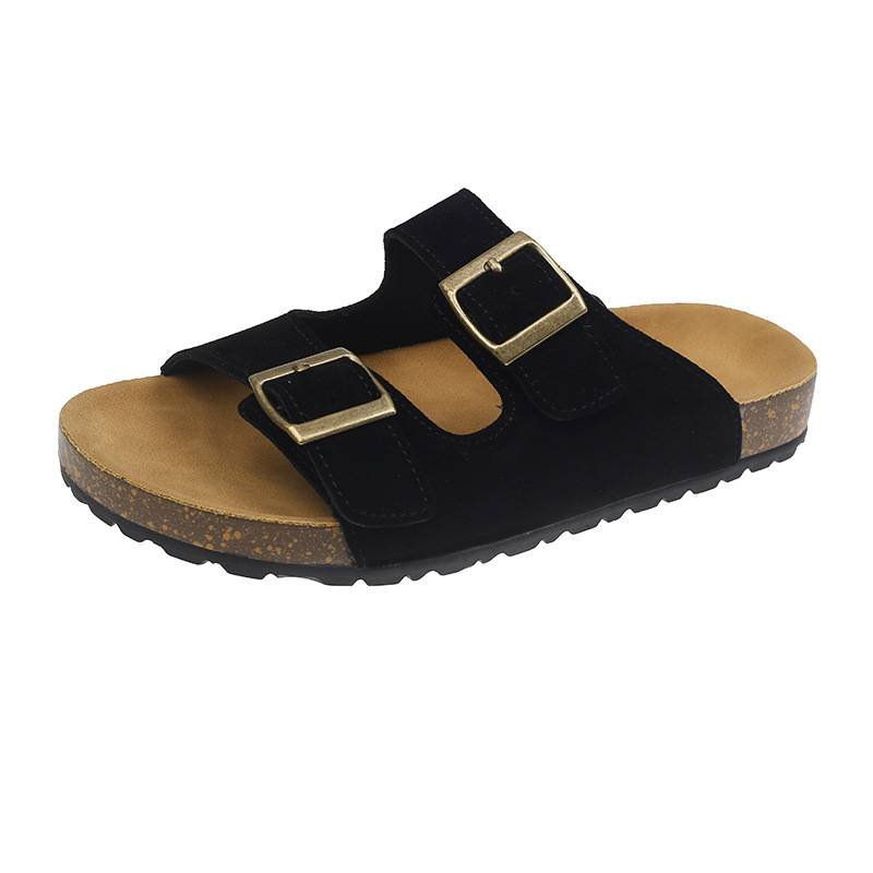 women's Shoes Belt Buckle Thick-soled Flip Flops Large Size Beach Casual Sandals_voghion.com