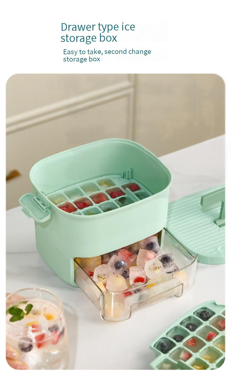 Ice Cube Mold Food Grade Press Ice Cube Tray Ice Cube Box Ice Box Large Capacity Ice Storage Home Frozen Ice Artifact_voghion.com