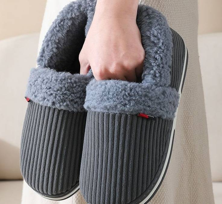 Thermo-Hausschuhe aus Baumwolle mit Absatz für Herren, Winter, mit Absatz, verdickte Sohle, für Zuhause und drinnen, mit Absatz, Baumwollschuhe für Damen_voghion.com