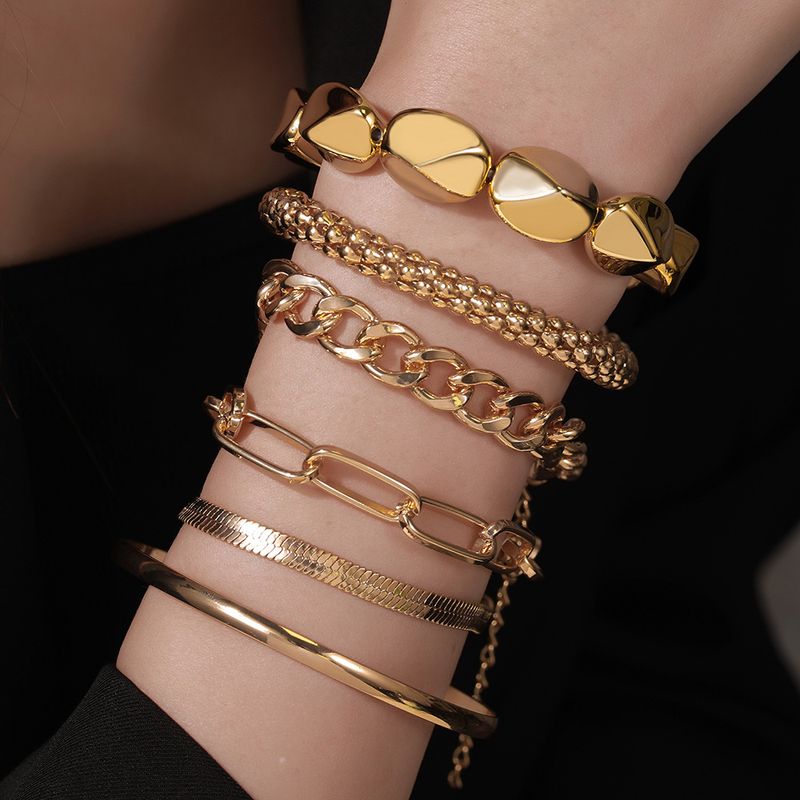 Corn NK Chain Personality Bracelet Set Creative Simple Multi Layer Stacking Geometric Bracelet 6 Piece Set_voghion.com
