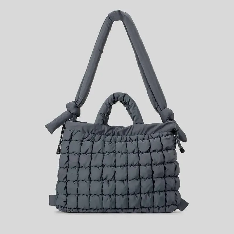 Borsa a tracolla imbottita morbida da donna, borsa a mano imbottita, tracolla grande, borsa a tracolla in nylon trapuntato casual 2025 di grandi dimensioni_voghion.com