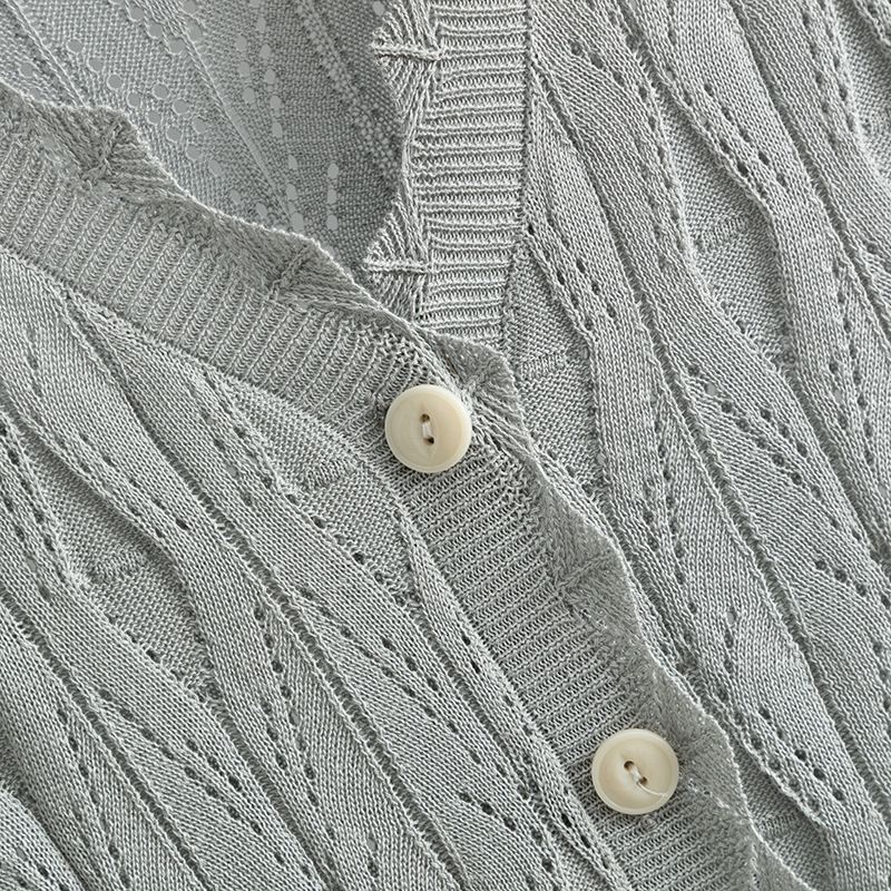 Women's Clothing Summer New Simple Cardigan Loose Sleeveless Knitted Vest Suit + Wide Leg Pants Knitted Two Piece Suit For Women_voghion.com