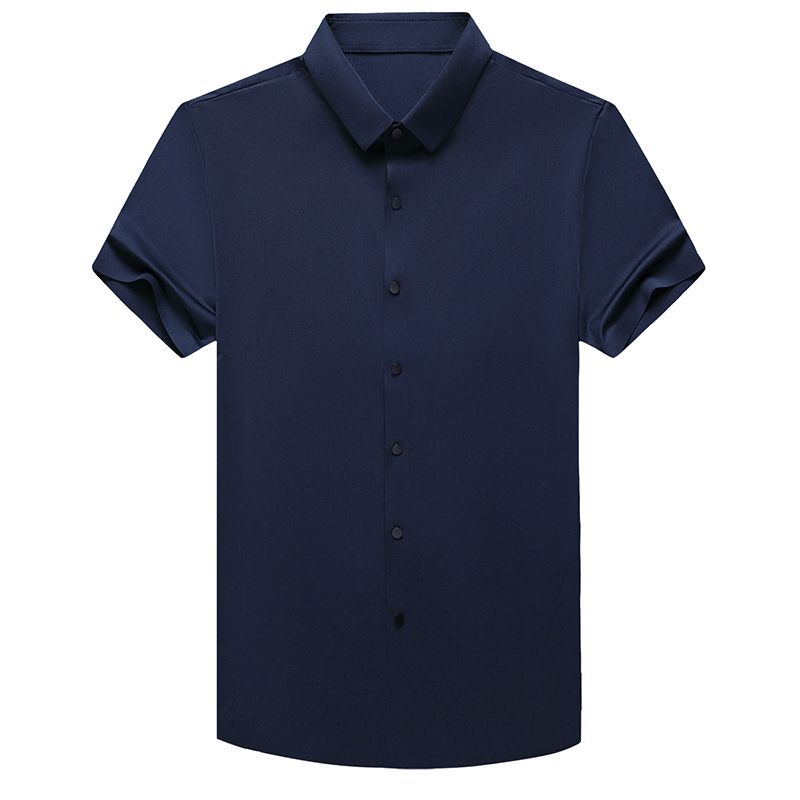 Camicia a maniche corte sottile CT 2025 Summer Silk da uomo, senza cuciture, casual e alla moda_voghion.com