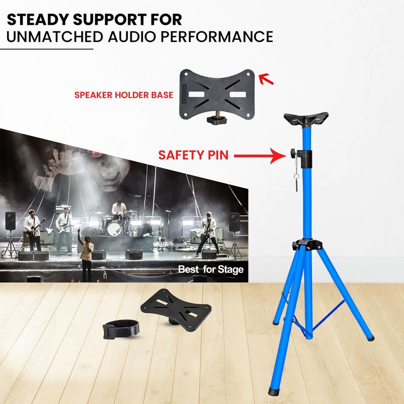 5 Core Speaker Stand Tripod Pair Floor Adjustable Up To 48 Inch DJ Studio Monitor Stands Short Pole Mount - SS HD 2PK SKY BLU 4FT BAG_voghion.com