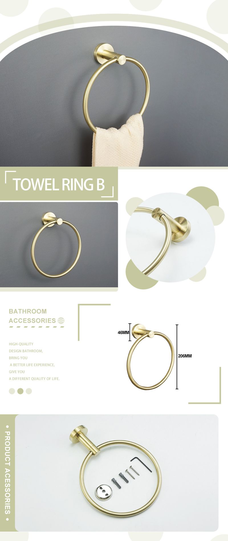 Escovado ouro 304 aço inoxidável toalheiro barra de toalha porta-lenços gancho para roupas linha gancho saboneteira banheiro pingente terno_voghion.com