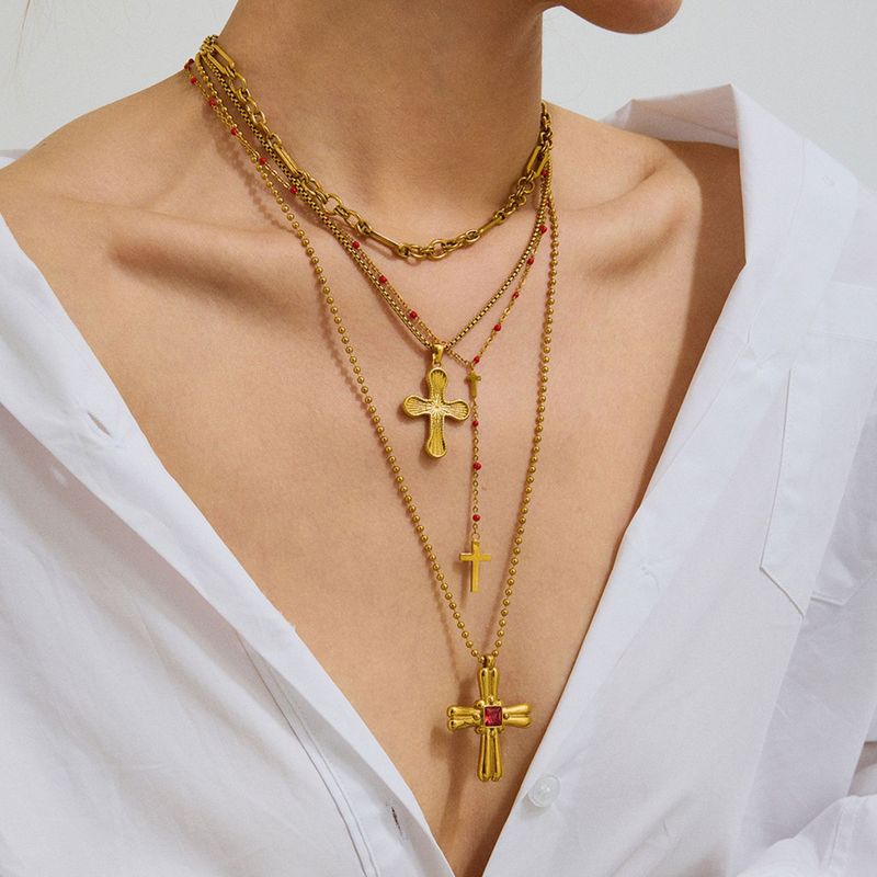 Women's Jewelry Stainless Steel Cross Pendant Necklace Hypoallergenic Durable Layering Chain Minimalist Elegant Gift For Her_voghion.com