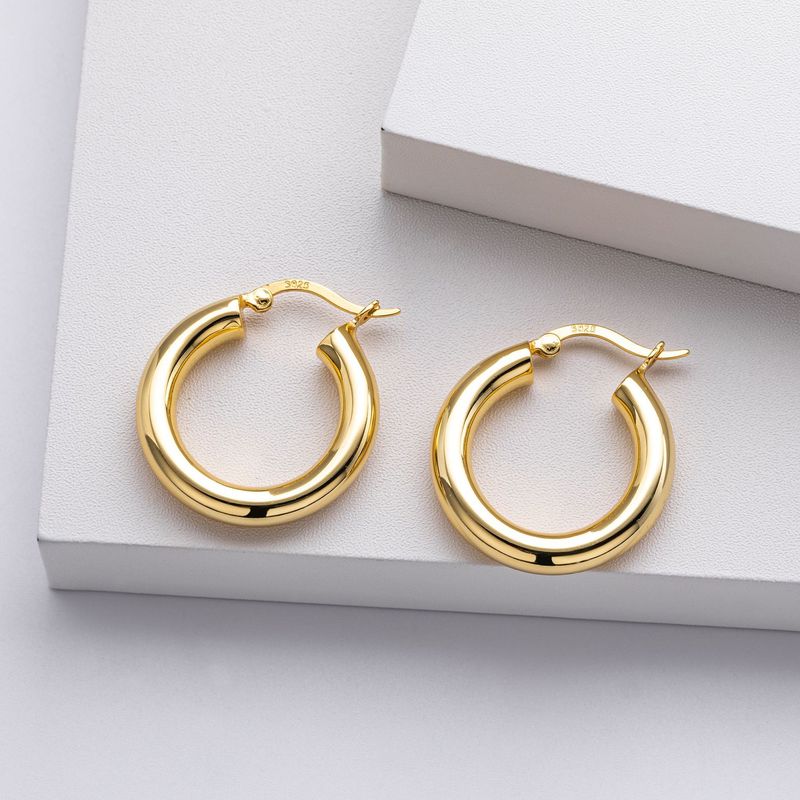 Orecchini a cerchio grandi minimalisti da donna in argento sterling 925, stile punk, dichiarazione di moda, misure 20 mm-30 mm, gioielli per le orecchie alla moda alla moda punk_voghion.com