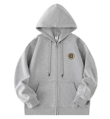 Unisex Oversized Zip-Up Hoodie – Embroidered Letter Patch & Streetwear Style_voghion.com