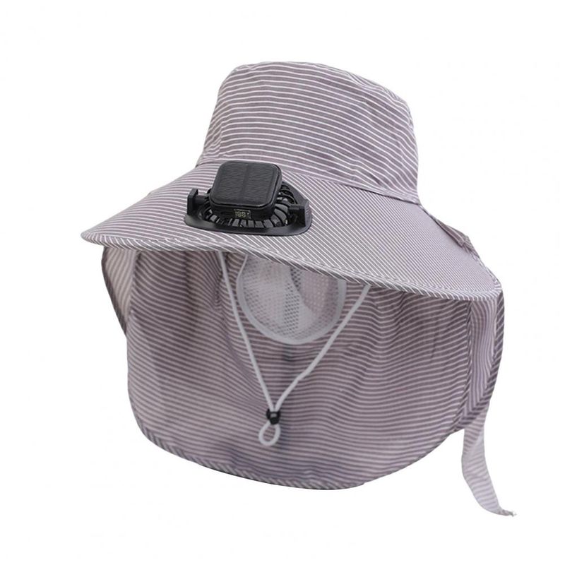 RYYD Gestreepte Bucket Hat - Ingebouwde ventilator|UV 50+|Nekflap_voghion.com