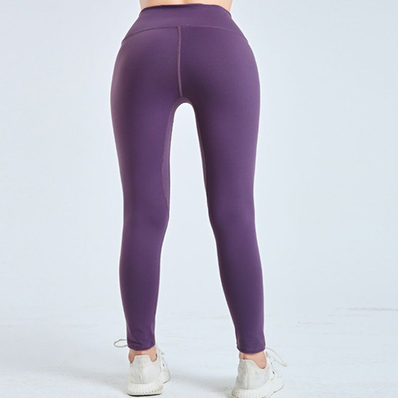 Pantaloni sport strâmți pentru femei, de culoare piersică, cu talie înaltă, pentru ridicarea feselor și controlul abdomenului, care absorb transpirația și sunt pantaloni de yoga slăbiți._voghion.com