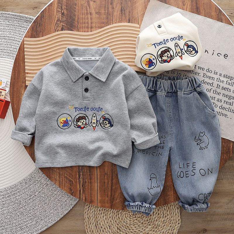 Nuove felpe con cappuccio per bambini e bambine, nuovi vestiti per bambini primaverili e autunnali, versatile set di due pezzi con cappuccio_voghion.com