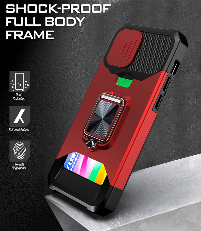 Husă suport magnetică pentru protecția camerei pentru iPhone 14 11 13 12 Pro Max XR X XS Max 7 8 Plus SE20 Husă antișoc pentru suport pentru card_voghion.com