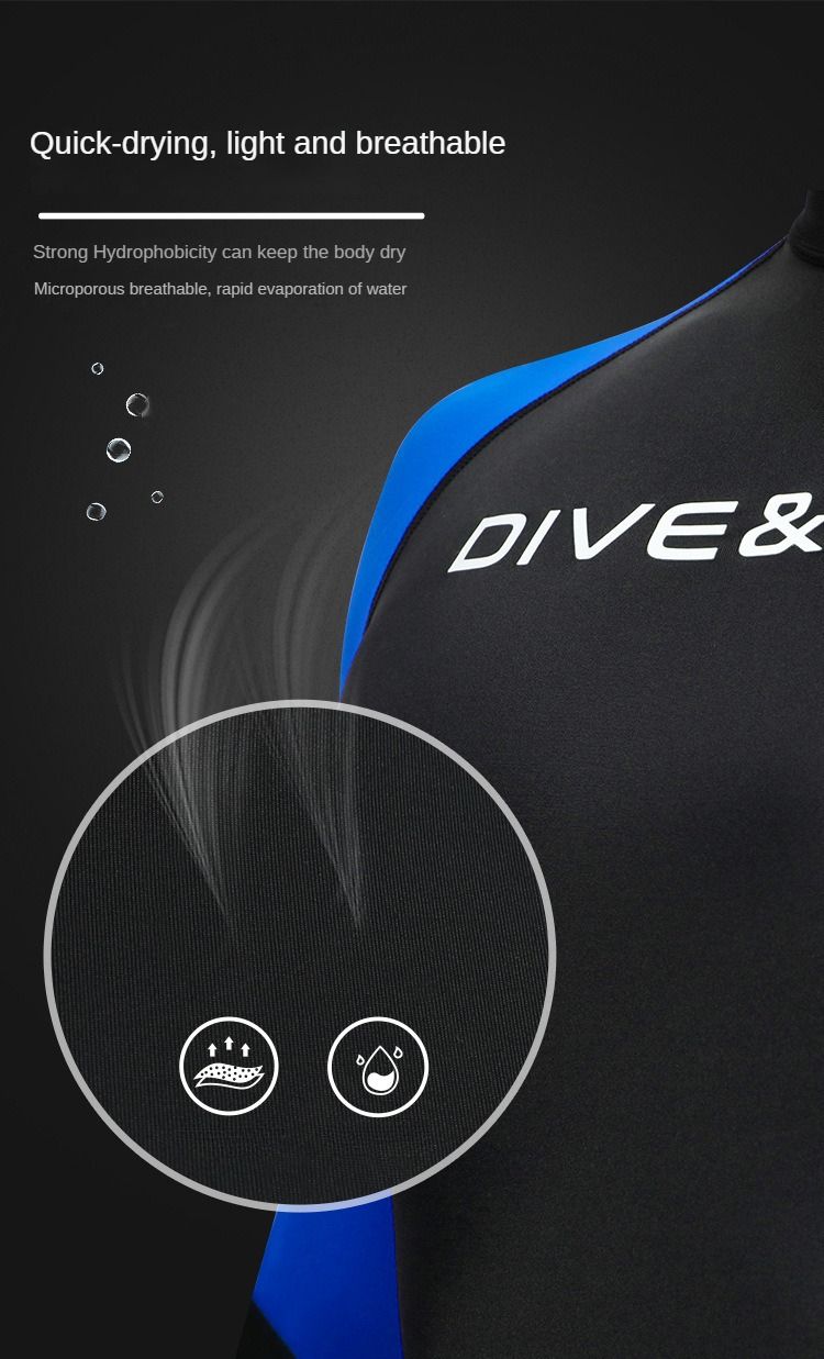 New wetsuit men's one-piece thin wetsuit snorkeling surfing sunscreen jellyfish quick-drying swimsuit_voghion.com