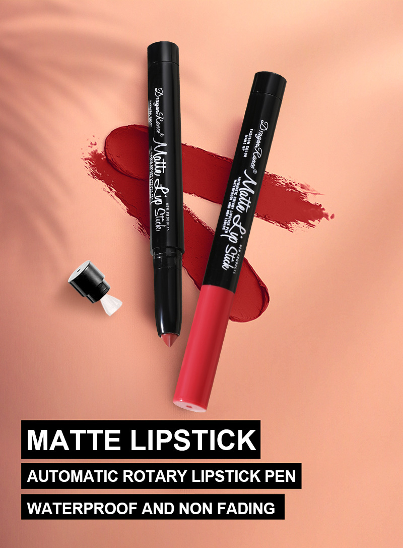 Nude Red Waterproof Matte Lipstick Pencil Lip Liner Langlebiger, wischfester Contour Tint Veet Lipstick P_voghion.com