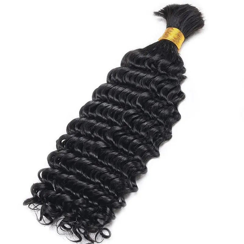 Natural Color Human Hair Bulk Deep Wave No Weft Hair Extension For Braiding_voghion.com