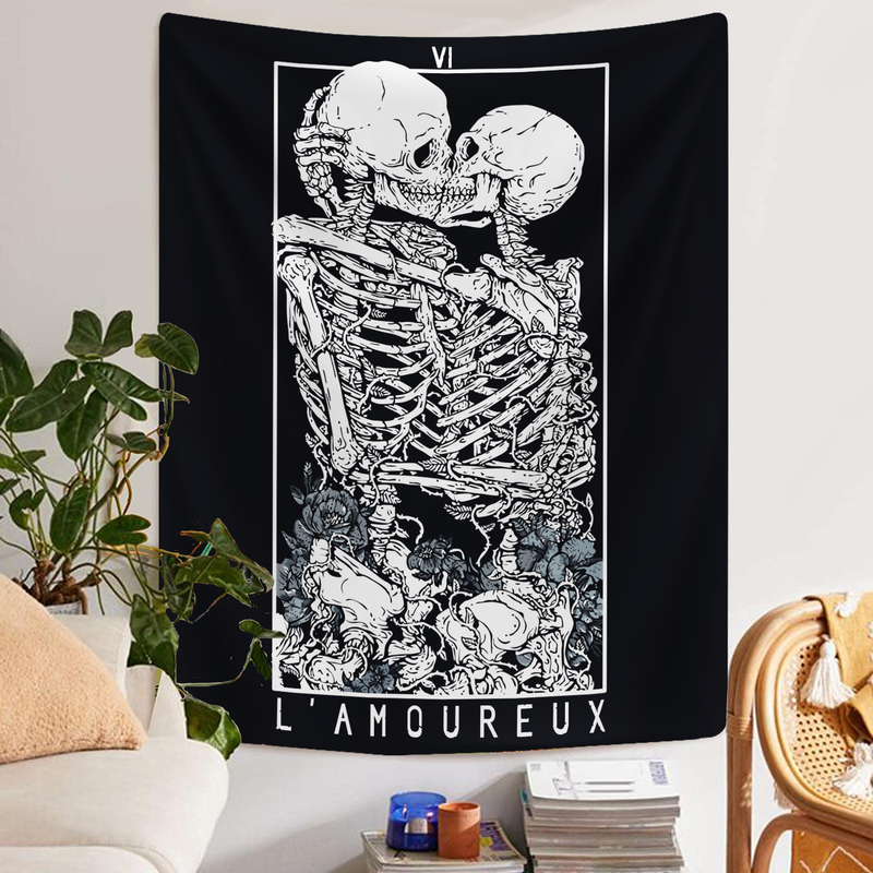 Opknoping clo Tarot merk Boheemse paar skelet achtergrond muur clo decoratieve wandtapijten omarmen home achtergrond_voghion.com