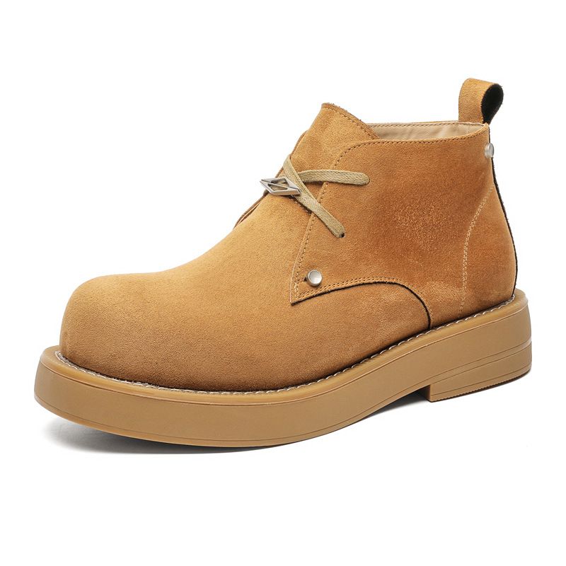 Big Head Derby Shoes Men's Tide Round Head Vintage Martin Boots Tooling Boots High Top Desert Short Boots_voghion.com