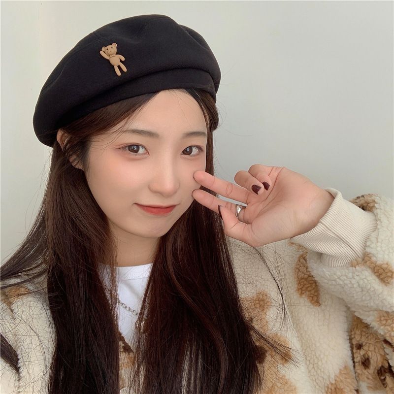 Hat female fall and winter new hundred with students cute small can beret winter show face small belle cap painter hat tide_voghion.com