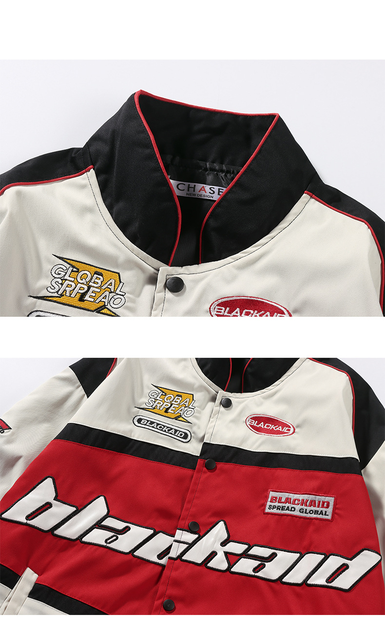 Embroidered vintage racing jacket Men's and women's biker jackets Fall/winter baseball uniforms_voghion.com