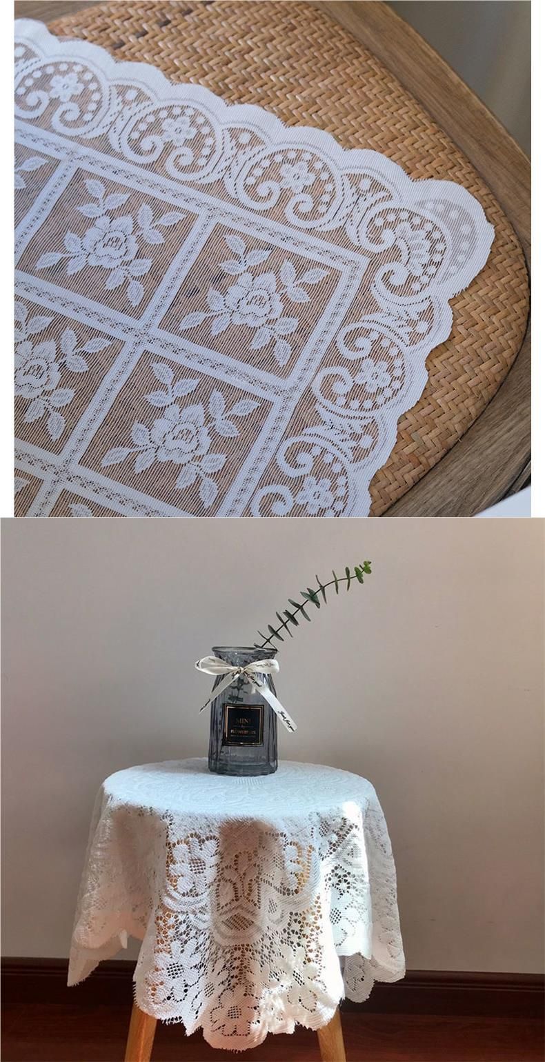 White Lace-Edged Coffee Tablecloth Fresh Square Tablecloth_voghion.com