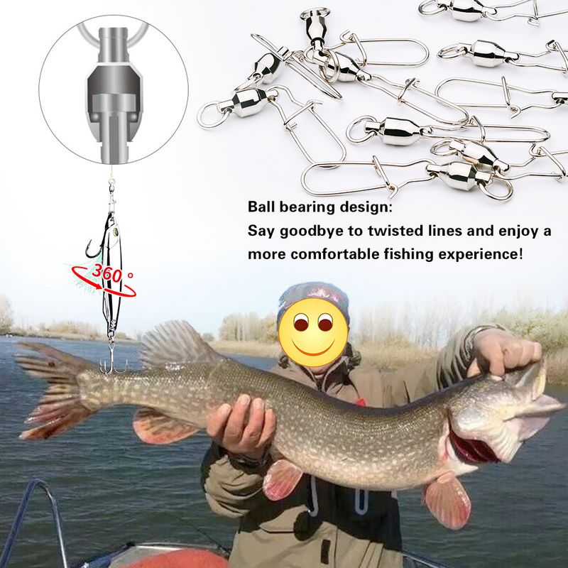 Cuscinetto in rame + connettore a perno rinforzato in acciaio inossidabile, girevole a forma di otto ad alta velocità per oggetti di grandi dimensioni, forniture per la pesca_voghion.com