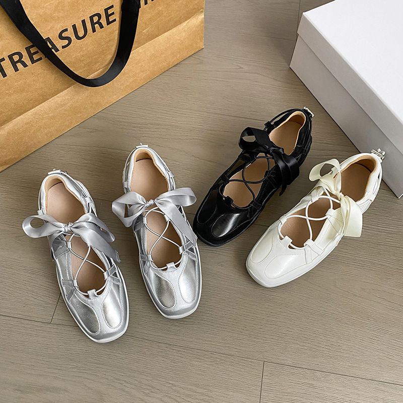 2025 New Bow Ballet With Increased Height, German Training, Casual And Versatile, Niche Style, Silk Ribbon, Mary Jane_voghion.com