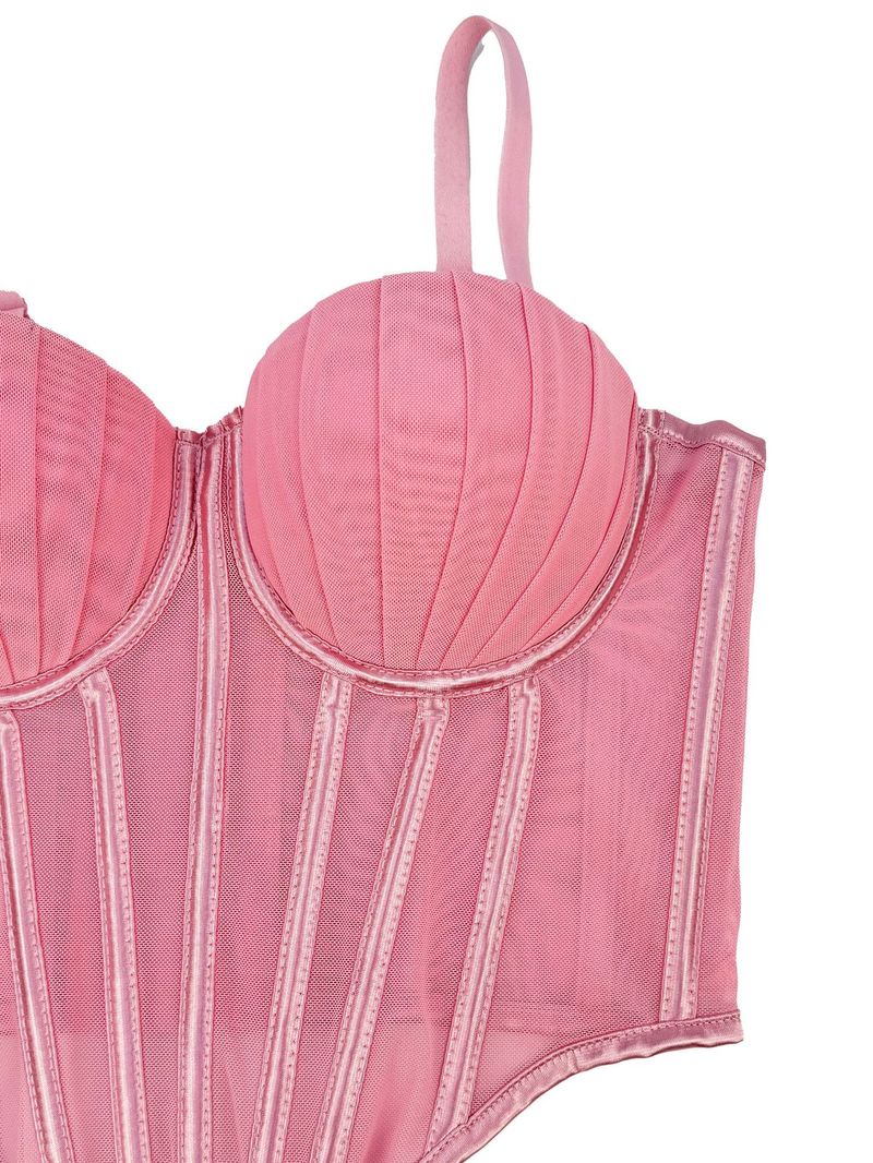 Women's Clothing Pleated Design Herringbone Bra High End Outer Wear Bra With Cup Pads Body Shaping Sling_voghion.com