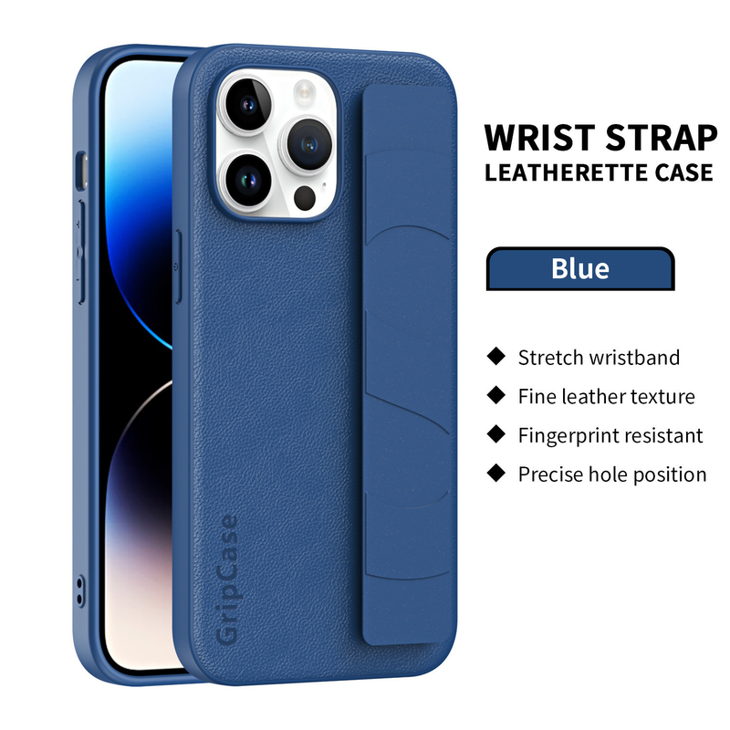 Luxury Fashion Leather Phone Case For iPhone 15 14 13 Pro Max 14Plus 15Plus Wrist Strap Bracket Shockproof Back Cover_voghion.com
