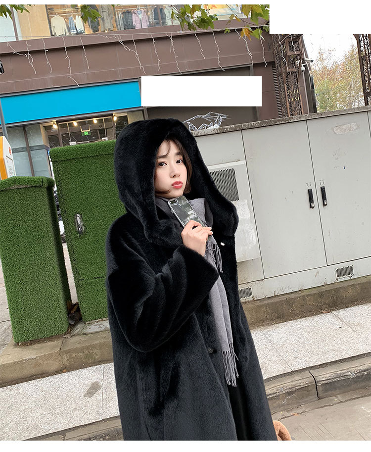 Damenbekleidung Herbst und Winter neuer koreanischer Nerzpelzmantel dicker langer lockerer Kapuzenmantel für Frauen_voghion.com