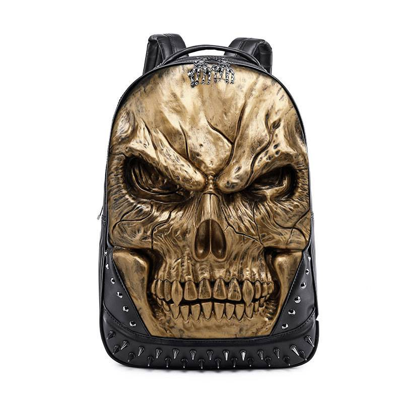 Men's backpack fashionable three-dimensional relief skull head bag street trend shoulder bag funny face backpack_voghion.com