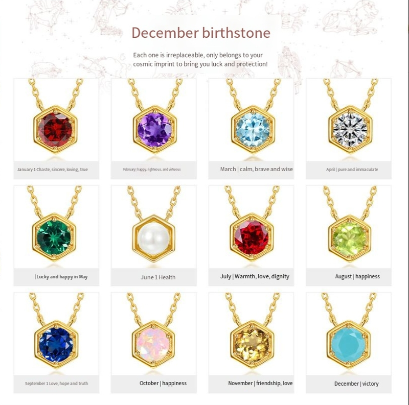 Zwölf Geburtssteinketten S925 Silber eingelegt mit mehrfarbigem kultiviertem farbigem Edelstein Schlüsselbeinkette schlichter leichter Luxus_voghion.com
