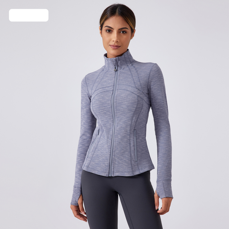 Damenbekleidung Herbst Neue Yogajacke für Damen Laufen und Radfahren Sport Langarm Slim Stehkragen Sport Fitness Kleidung_voghion.com