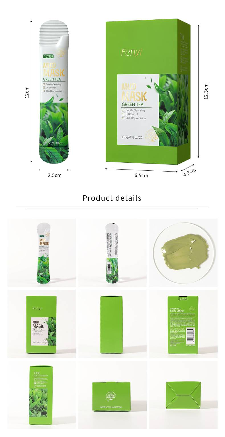 Maschera al fango di tè verde FENYI, 5 g x 20 strisce per confezione - Maschera idratante e nutriente per dormire, prodotto ideale per la cura della pelle_voghion.com