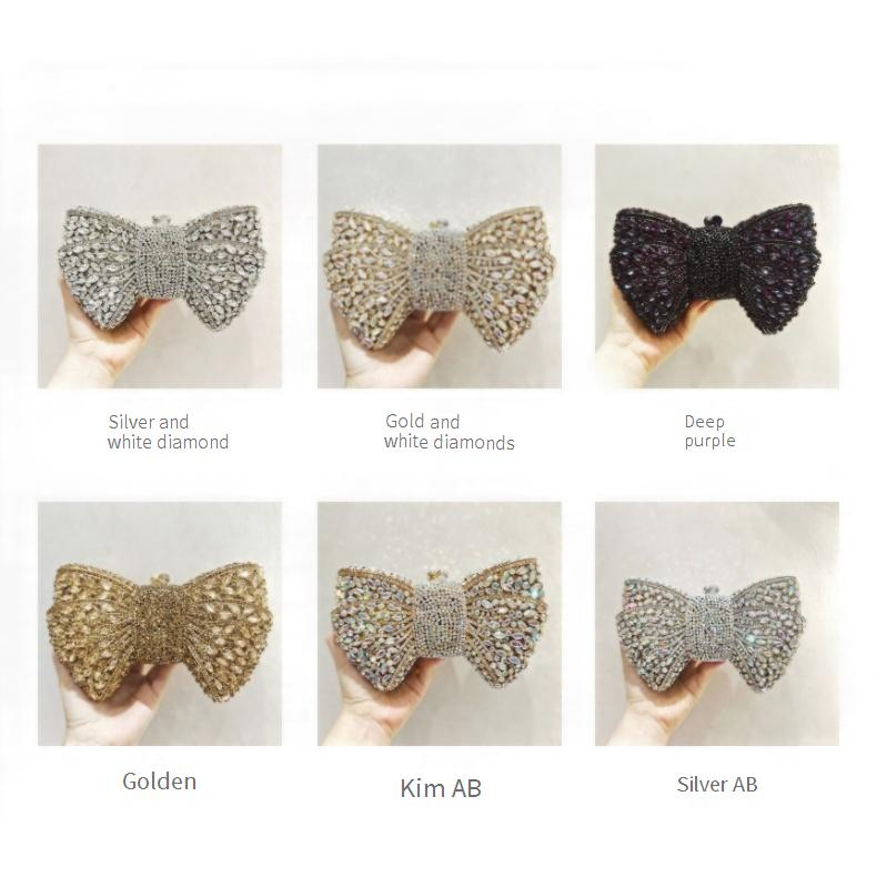 Luxus Kristall Tasche voller Diamant Schleife Abend Clutch Tasche Kette Schulter Abend Tasche Kette Damen Tasche_voghion.com