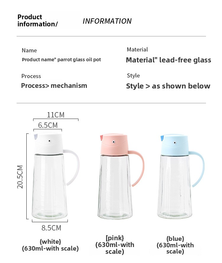 Automatic Glass Oil Dispenser - Bird-Shaped Kitchen Oil Bottle With Leakproof Lid (No-Drip Design Multi-Purpose For Vinegar & Seasonings)_voghion.com