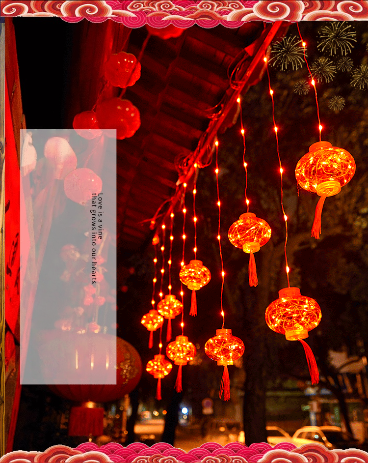 New Year LED String Lights - Red Lantern Decorations For Indoor/Outdoor, Window, Garden, Holiday & Festival Lighting (8 Modes, Plug-in/Solar)_voghion.com